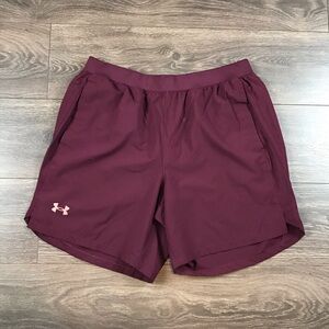 Under Armour Mens 2-in-1 Boysenberry 7” Activewear Training Lined Shorts Sz XXL